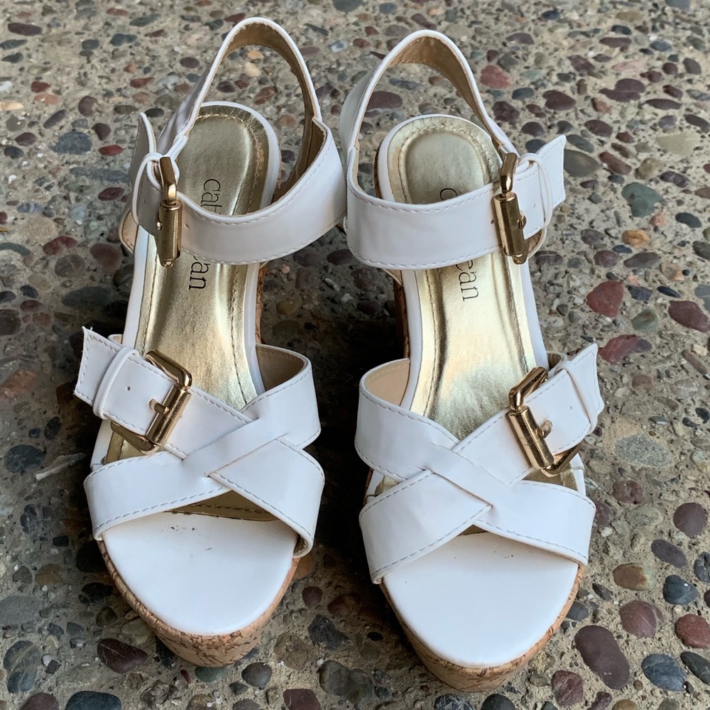 Cathy Jean wide strap wedges